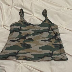 Fashion Nova Green and Brown Camisole Crop Top